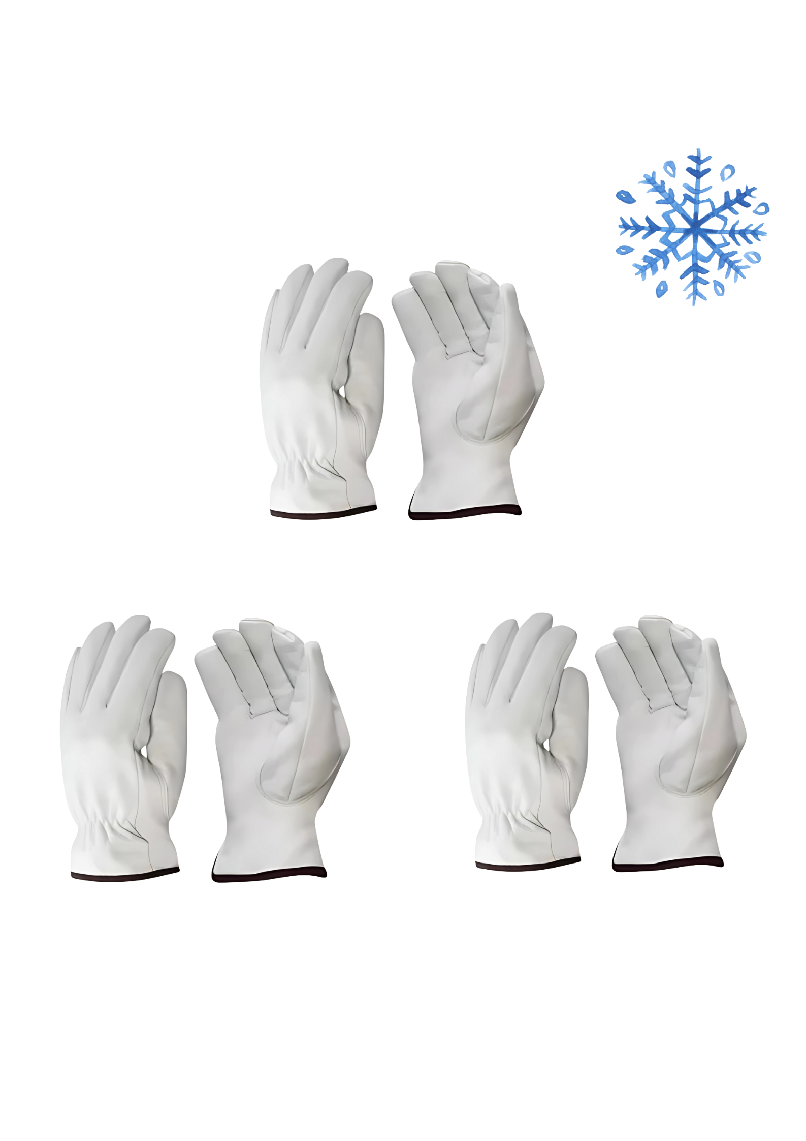 3-Pack White Drivers Winter Lined