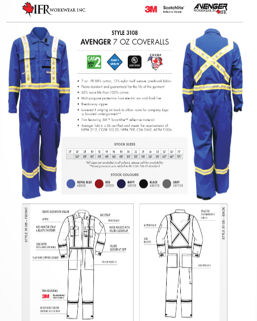 Avenger 7 oz Syle 3108 Coveralls by IFR