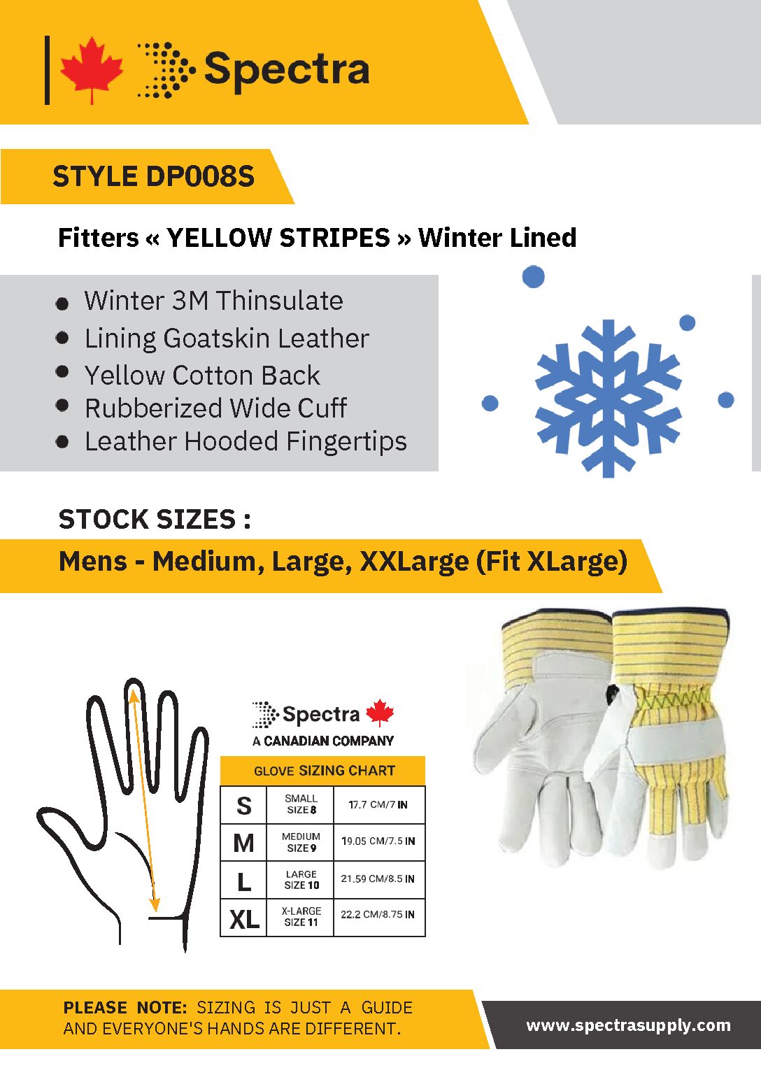 FITTERS YELLOW STRIPES GLOVE THINSULATE